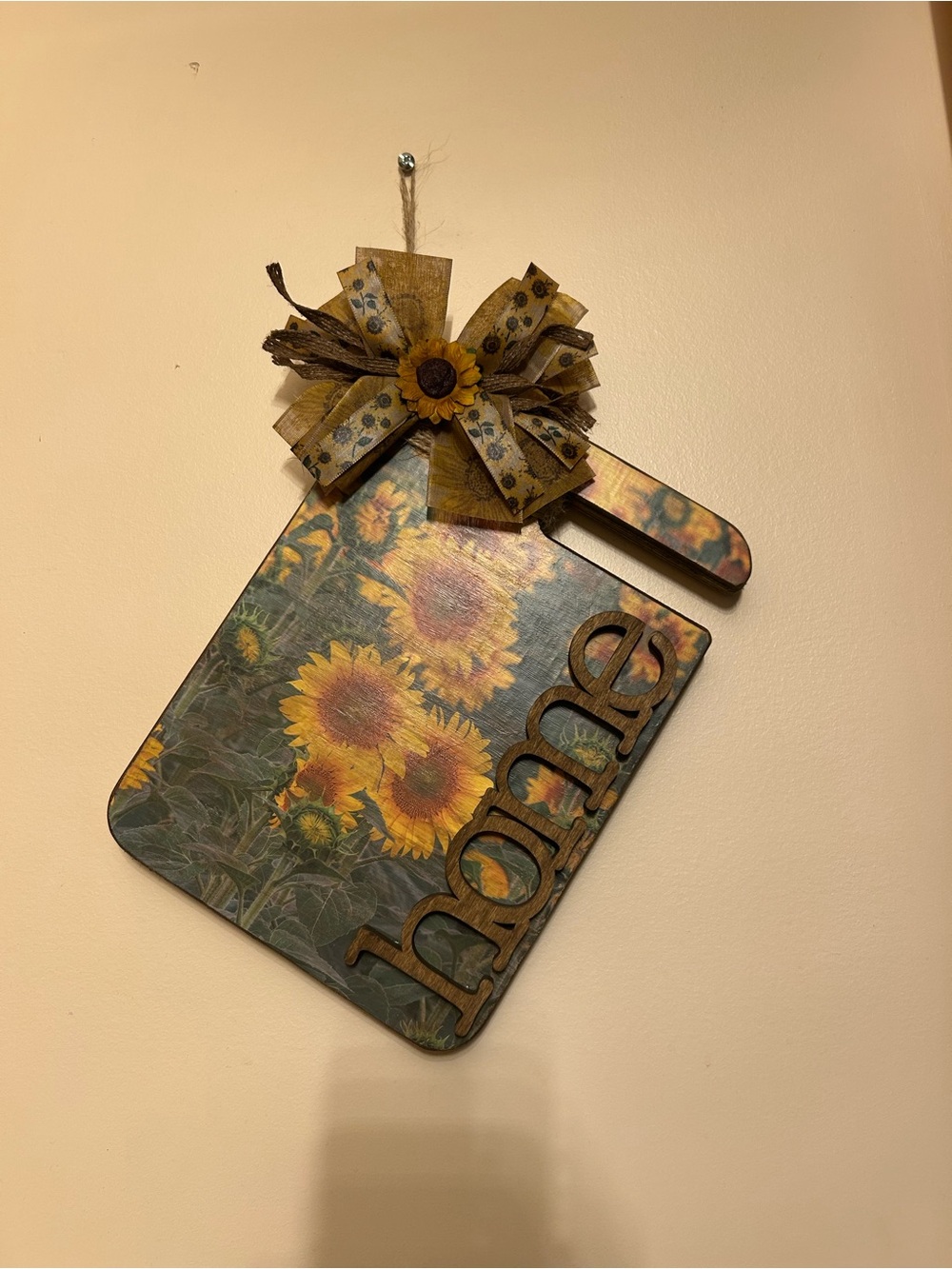 Sunflower Paddle Wall Hanging with Bow